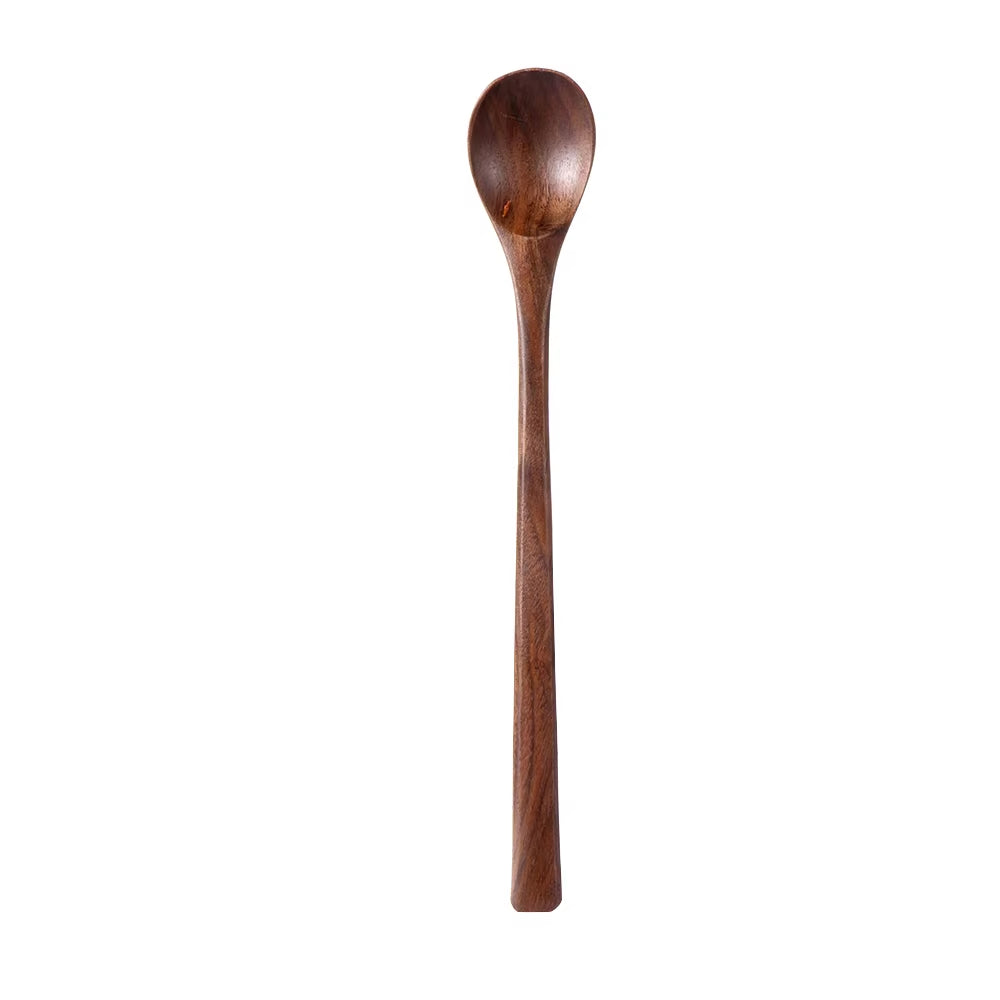 Natural Wooden Long Handle Soup Scoop - Eco-Friendly Ramen and Rice Ladle for Kitchen and Catering