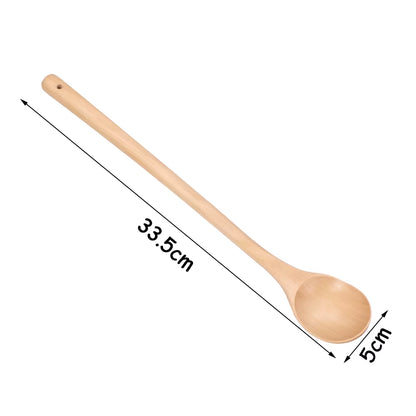 Natural Wooden Long Handle Soup Scoop - Eco-Friendly Ramen and Rice Ladle for Kitchen and Catering