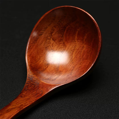 Natural Wooden Long Handle Soup Scoop - Eco-Friendly Ramen and Rice Ladle for Kitchen and Catering
