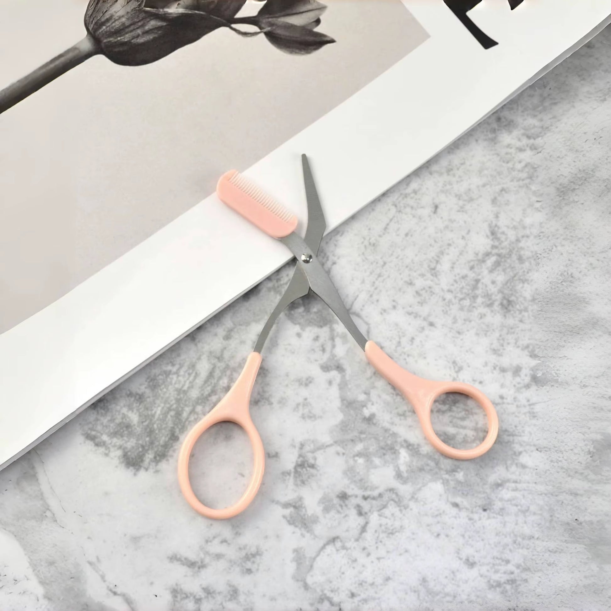 Eyebrow Trimming Scissors with Built-In Comb - Stainless Steel, Precise Grooming Tool, Creating Perfect Eyebrows
