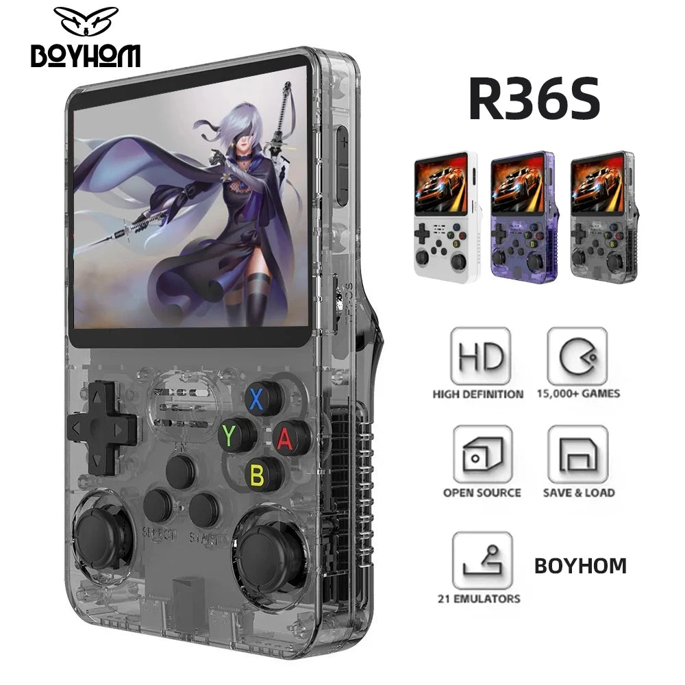 R36S Retro Handheld Video Game Console Portable Linux System 3.5 Inch IPS Screen 