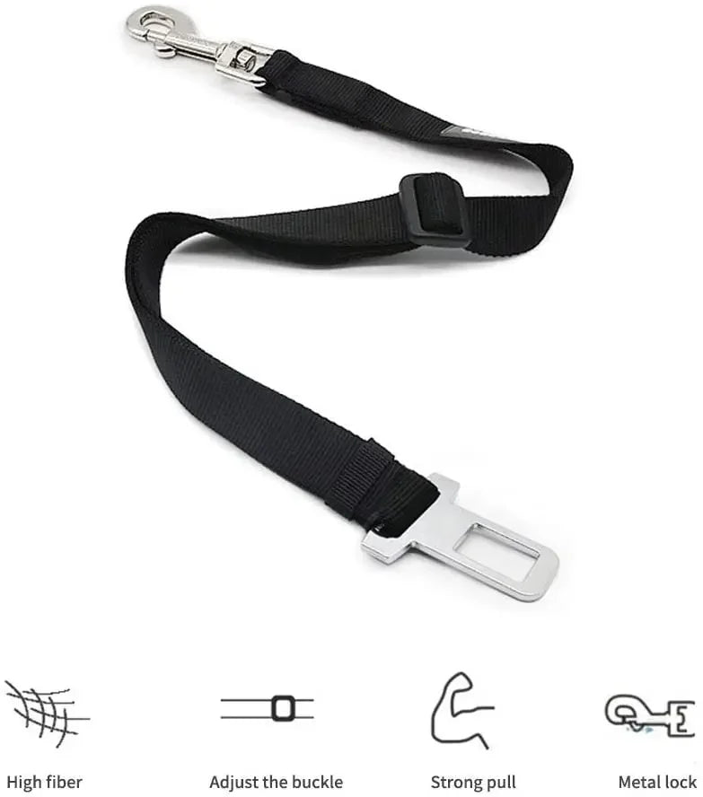 Adjustable Pet Car Seat Belt and Harness System for Dogs and Cats - Vehicle Safety Clip and Leash Accessories