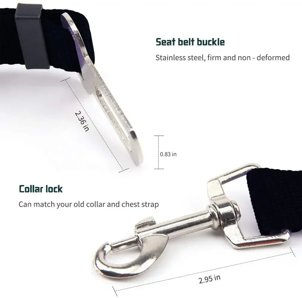 Adjustable Pet Car Seat Belt and Harness System for Dogs and Cats - Vehicle Safety Clip and Leash Accessories