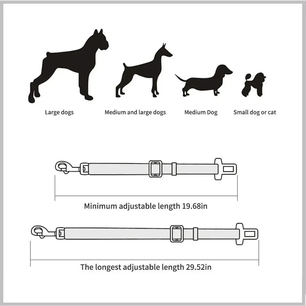 Adjustable Pet Car Seat Belt and Harness System for Dogs and Cats - Vehicle Safety Clip and Leash Accessories