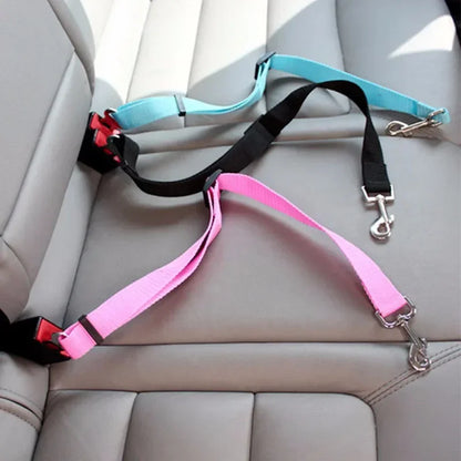 Adjustable Pet Car Seat Belt and Harness System for Dogs and Cats - Vehicle Safety Clip and Leash Accessories