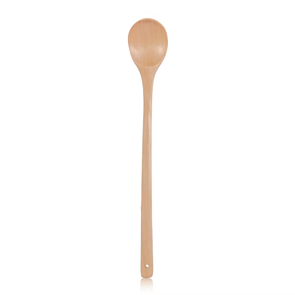 Natural Wooden Long Handle Soup Scoop - Eco-Friendly Ramen and Rice Ladle for Kitchen and Catering