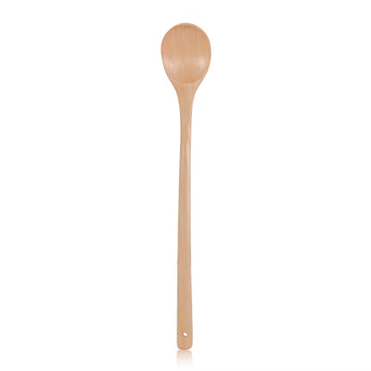 Natural Wooden Long Handle Soup Scoop - Eco-Friendly Ramen and Rice Ladle for Kitchen and Catering
